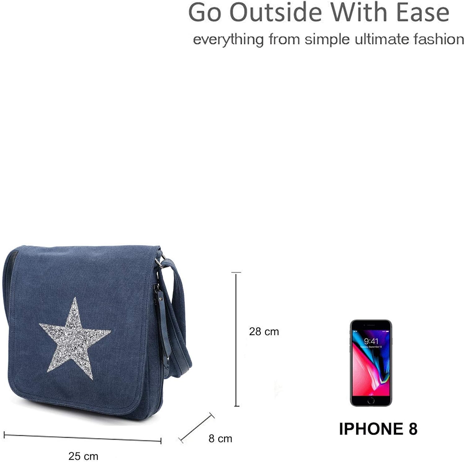 Women Sparkling Glitter Golden Star Shoulder Bag Travel Cross Body Bag Casual Messenger Bag Perfect for Casual Work Or School Use (Grey) - Image 3