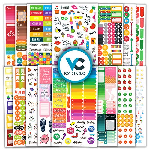 Cute & Colorful Planner Stickers (1054 pcs Value Pack) Functional
