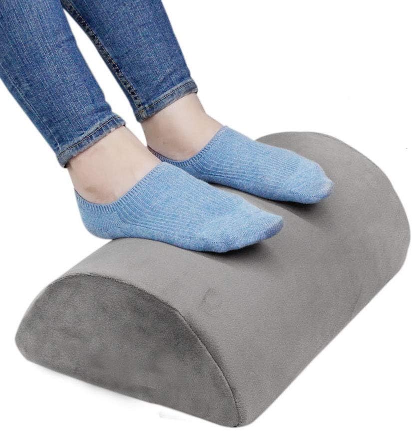 Ergonomic Foot Rest Under Desk Cushion 100% Memory Foam Pillow Non Slip Bottom Half Cylinder Padded for Leg Support for Home Office Airplane Plane Travel (Grey) : Office Products