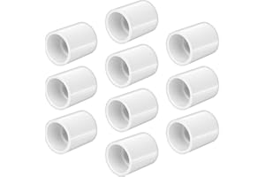 LESSO AMERICA LESSO 10 Pack 1/2" PVC Coupling, 2 Way 1/2 inch PVC Pipe Fittings Furniture Grade, Heavy Duty Slip Connector for DIY Furniture, Greenhouse, Shed Building, SCH40 White