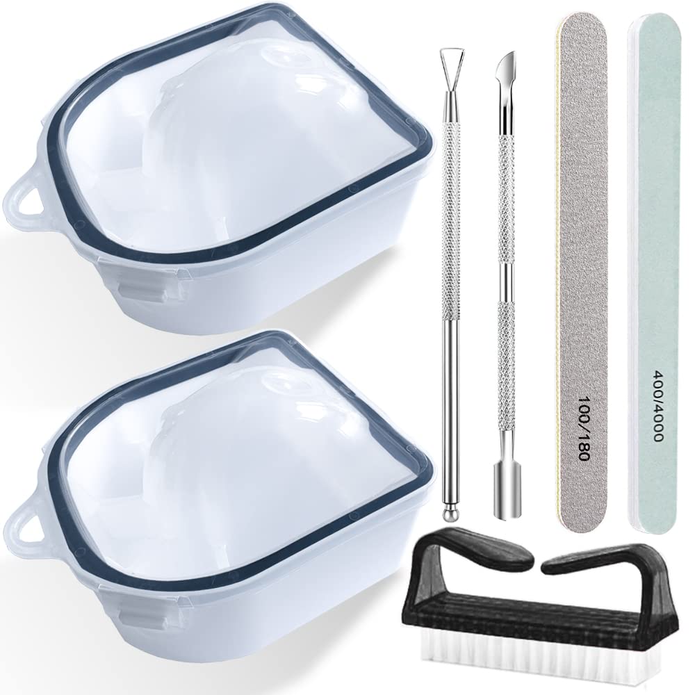 Photo 1 of Nail Soaking Bowl, Gel Nail Polish Remover Kit, Manicure Bowl for Hand, Dip Powder Remover Tools, Nail Soak Off Bowl for Acrylic Nails, Nail Brush, Cuticle Pusher, Cuticle Peeler, 100/180 Nail File, Buffer Block-Black