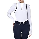 Harrison Howard Horse Riding Shirts w/Ventilation Underarms Inner Arms Shirts for Women Horse Riding Top 1/4 Zip Design