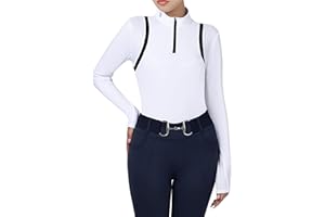Harrison Howard Horse Riding Shirts w/Ventilation Underarms Inner Arms Shirts for Women Horse Riding Top 1/4 Zip Design