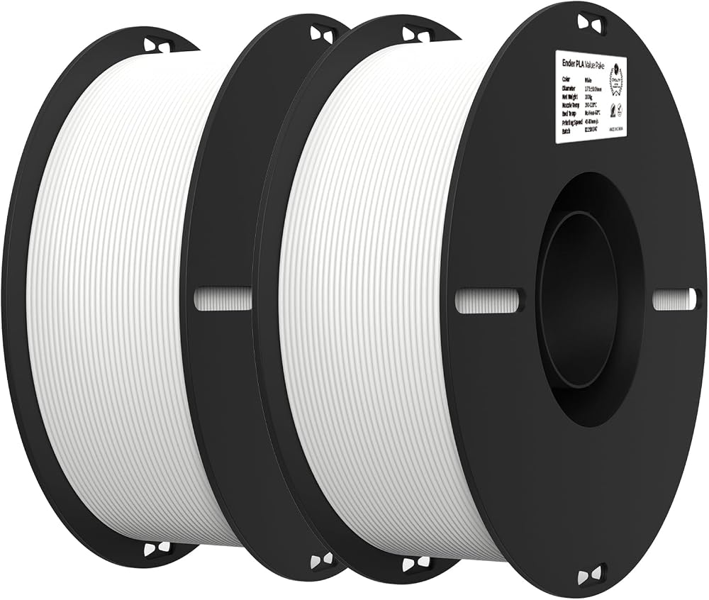Creality PLA Filament 1.75mm 2 Spools White White 2kg Each 4.4lb