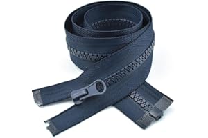 CSZSY 2PCS #5 Resin Open-End Zippers, Single Slider, One-Way Separating Zipper Fasteners for Clothing and Sewing Craft (Navy 