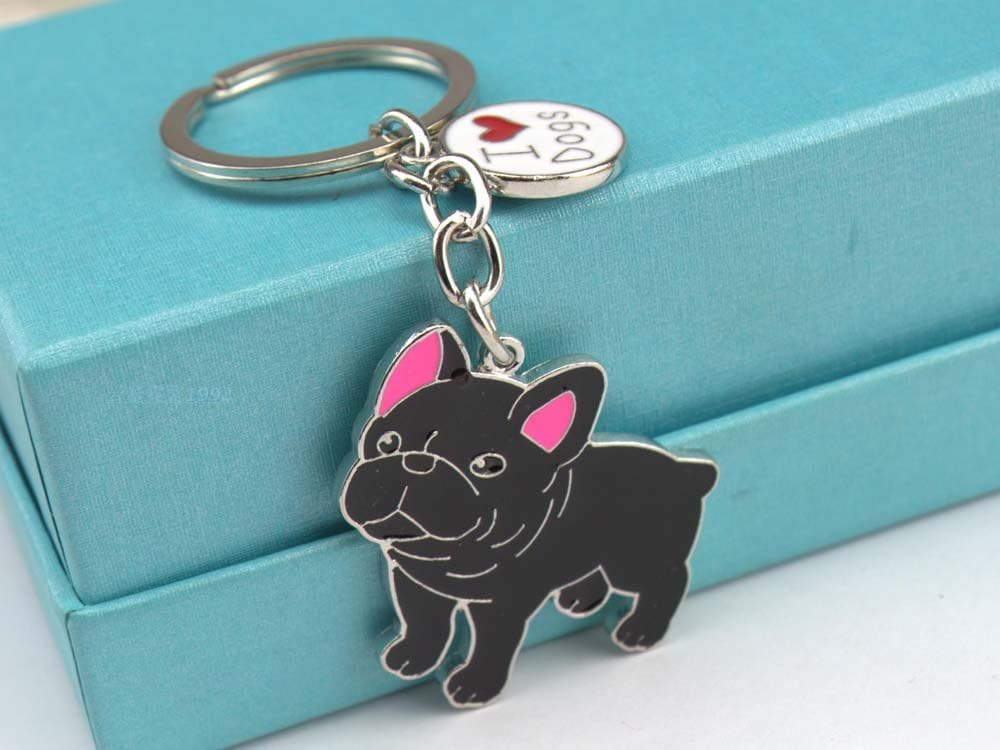 ZoonPark® Dog Key-ring Keychain,Lovely Cute Small Dog Puppy Keychain Keyring Metal Keychain Keyring Keyfob Key Ring Car Keyring Bag Charm (French Bulldog) - Image 4