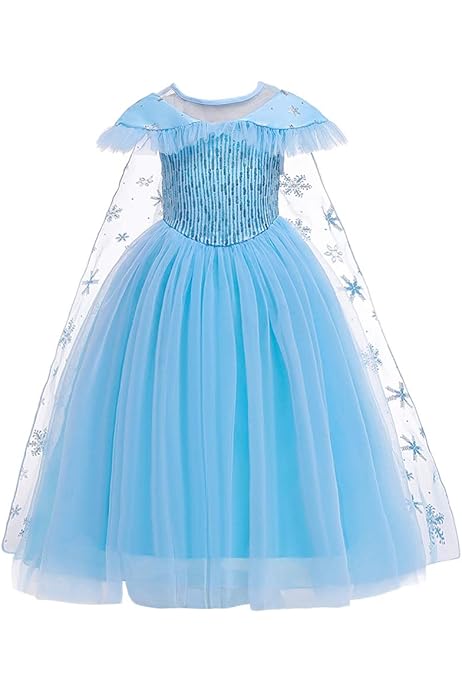 Disfraz Blancanieves Niña Vestido De Princesa Elsa Con Capa