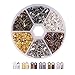 PH PandaHall About 1380 Pcs Iron Fold Over Cord Ends Terminators Crimp End Tips for Leather 3mm for Jewelry Making 6 Colors