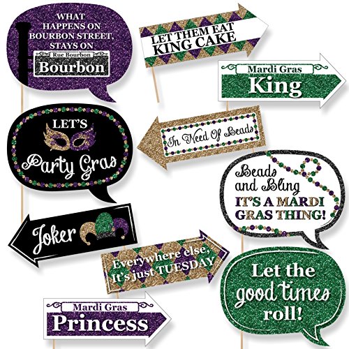 Funny Mardi Gras – Photo Booth Props Kit – 10 Piece