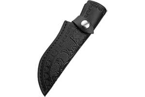 Xeerrfan Leather Knife Sheath for Belt, Genuine Leather Holster for up to 4.3" Fixed Blade Knife, Hunting Knives Holder with Snap Closure