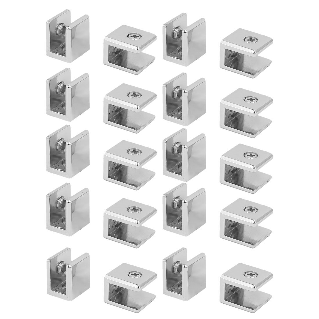 Sourcingmap Glass Shelf Bracket Adjustable Zinc Alloy Door Cabinet Clamp Clip Holder for 8-10mm Thickness 20pcs