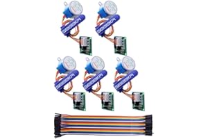 GeeekPi 5 Pack Geared Stepper Motor 28BYJ-48 5V Stepper Motor + Uln2003 Motor Driver Board + Dupont Wire Jumper Wires Ribbon Cables Compatible with Arduino