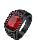 Bestyle Cool Black Rings for Men - Classic Red