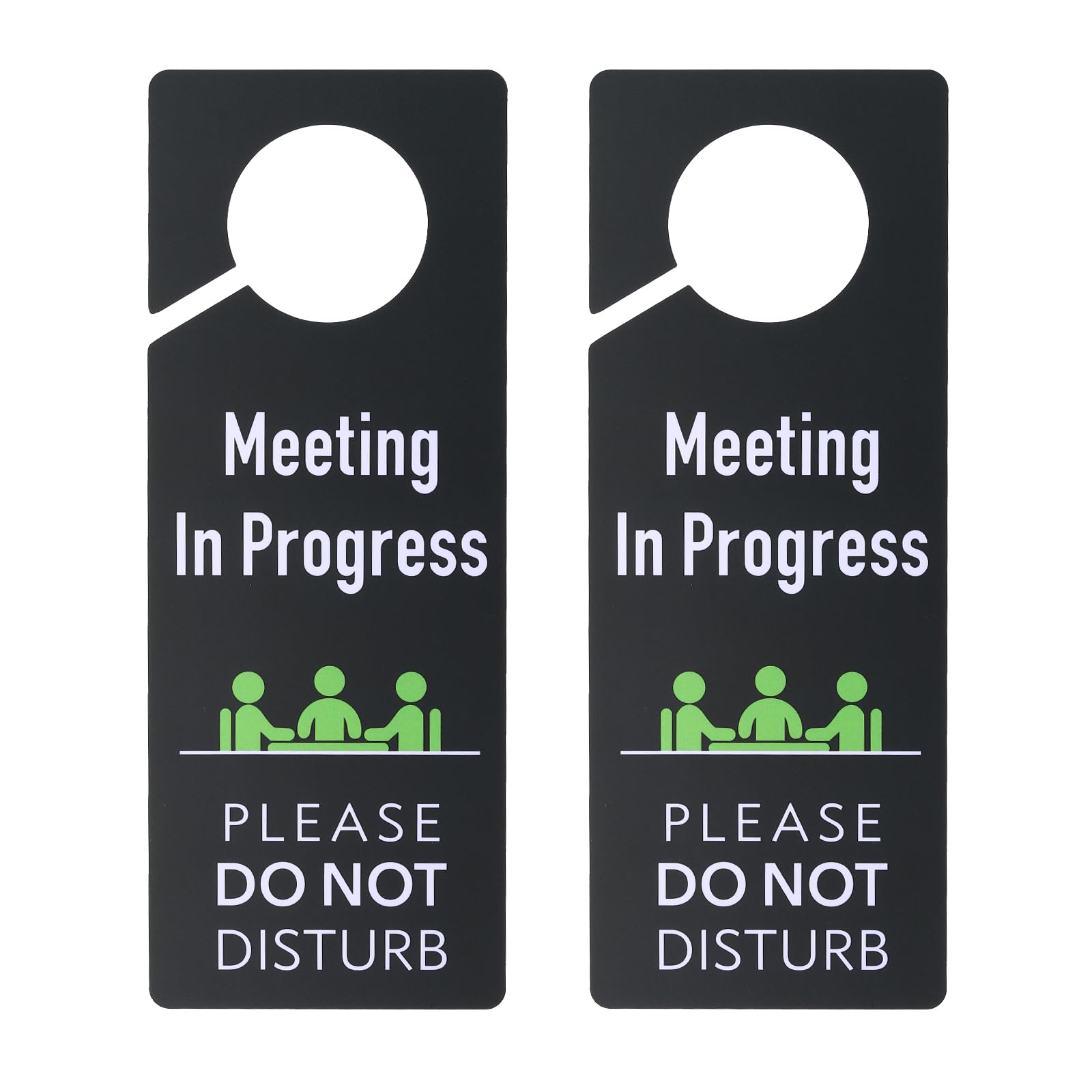 PATIKIL Do Not Disturb Door Hanger Sign, 2 Pcs PVC Double Sided Meeting in Progress Door Sign Decor for Office, Meeting, Session, Home, Recording, Grey, 9.3" x 3.5"