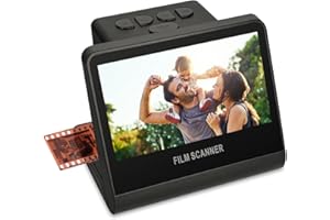 JERBIABY 24 MP Film & Slide Scanner with Large 5 Inch LCD Screen, All-in-One Digital Film Scanner Converts B&W/135/110/126 KPK Negative and Super 8/Monochrome Slides into Digital Photos Built-in 16GB Memory