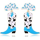 Western Cowgirl Earrings for Women Beaded Cowboy Boot Earrings for Women Statement Boho Cowgirl Drop Dangle Earrings Party Jewelry