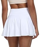 Womens White High Waisted Pleated Skirts with