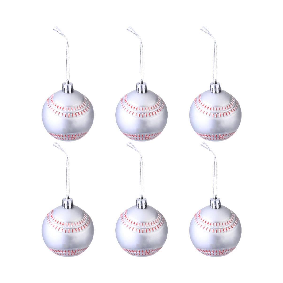 TOYANDONA 6Pcs Christmas Baseball Ornament Christmas Tree Ball Xmas Bauble Bulb Spheres Pendant Hanging for DIY Sports Theme Holiday Party Decorations