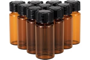 Newzoll 10ml Amber Glass Bottles for Essential Oils, Chemistry Lab Chemicals, Colognes & Perfumes (10 Pieces)