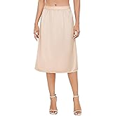 Vlazom Women's Satin Half Slip Lace Slip Skirt Long Half for Under Dress Skirt Extender S-XXL