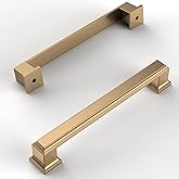 Amerdeco 10 Pack Champagne Bronze Cabinet Pulls - 5 Inch(128mm) Hole Center Cabinet Hardware for Kitchen, Bathroom, Dresser P