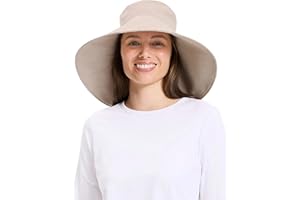 Solbari Women’s Ultra-Wide Cotton Linen Sun Hat UPF 50+, Packable, Adjustable with Ponytail Hole for Travel, Beach & Outdoors