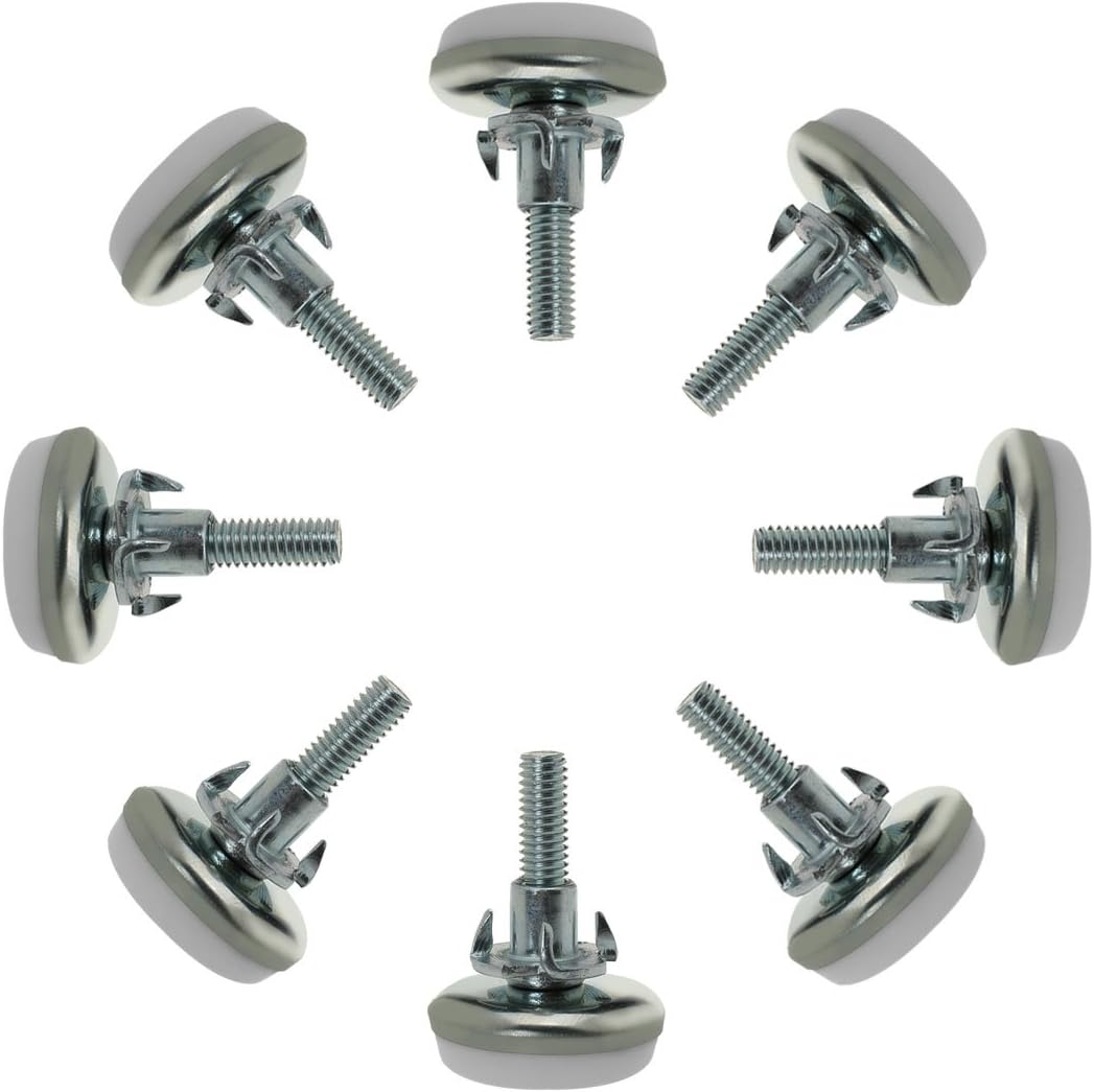 uxcell M6 x 20 x 30mm Screw on Furniture Glide Leveling Feet Adjustable Leveler with T-Nuts for Table Leg 8 Pack