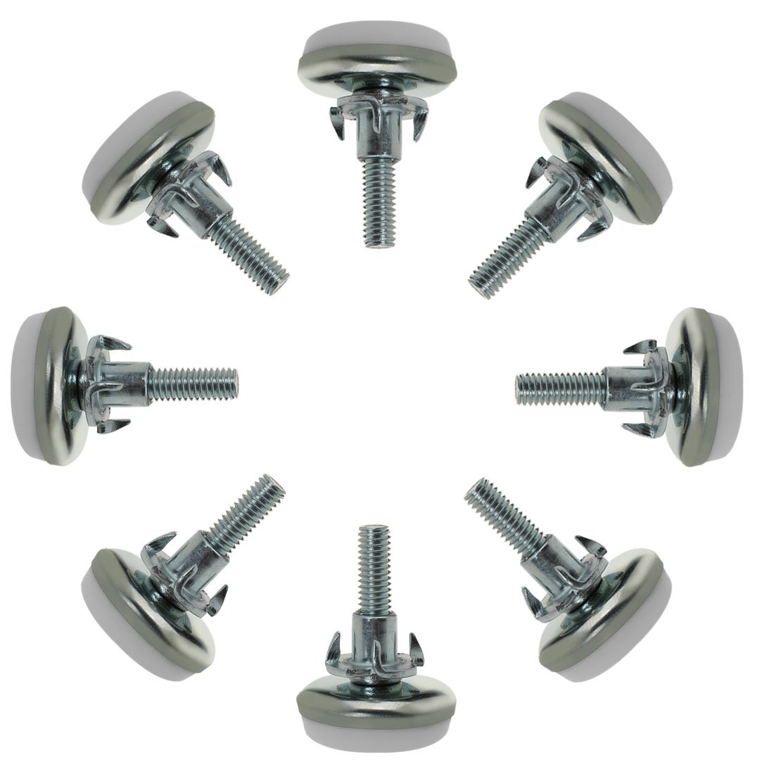 Sourcingmap M6 x 20 x 30mm Screw on Furniture Glide Leveling Feet Adjustable Leveler with T-Nuts for Table Leg 8pcs