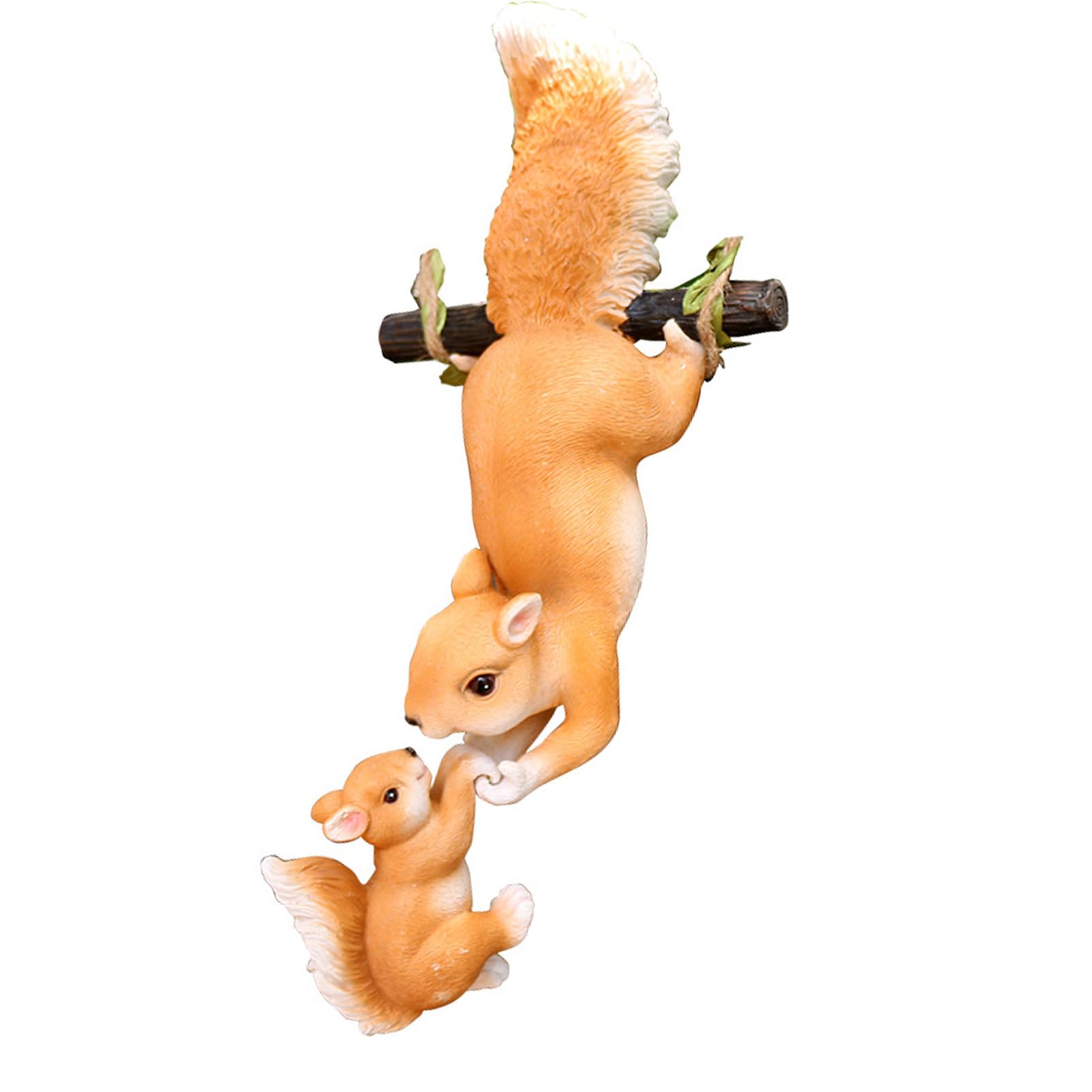 Garden Squirrel Statues Hanging Baby Parent Squirrel Ornament Squirrel Figurine Indoor Outdoor Garden Animal Statues