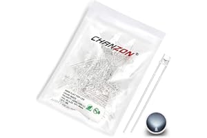 Chanzon 100 pcs 3mm White LED Diode Lights (Clear Flat Transparent DC 3V 20mA) Bright Lighting Bulb Lamps Electronics Components Indicator Light Emitting Diodes