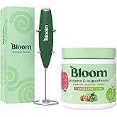 Bloom Nutrition Superfood Greens Powder, Digestive Enzymes with Probiotics and Prebiotics, Gut Health, Bloating Relief, Strawberry Kiwi + Milk Frother High Powered Hand Mixer