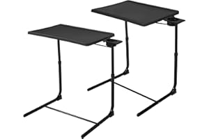 Sandinrayli Adjustable TV Tray,TV Trays Table for Eating on Bed & Sofa,Folding Laptop Table with 6 Height and 3 Tilt Angles,Set of 2