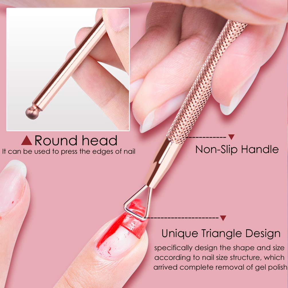 Cuticle Pusher & Cutter set, KINGMAS 2 Pack Gel Nail Polish Remover Tool Triangle Cuticle Peeler Scraper and Spoon Nail Cleanel Stainless Steel Manicure Tools: Beauty