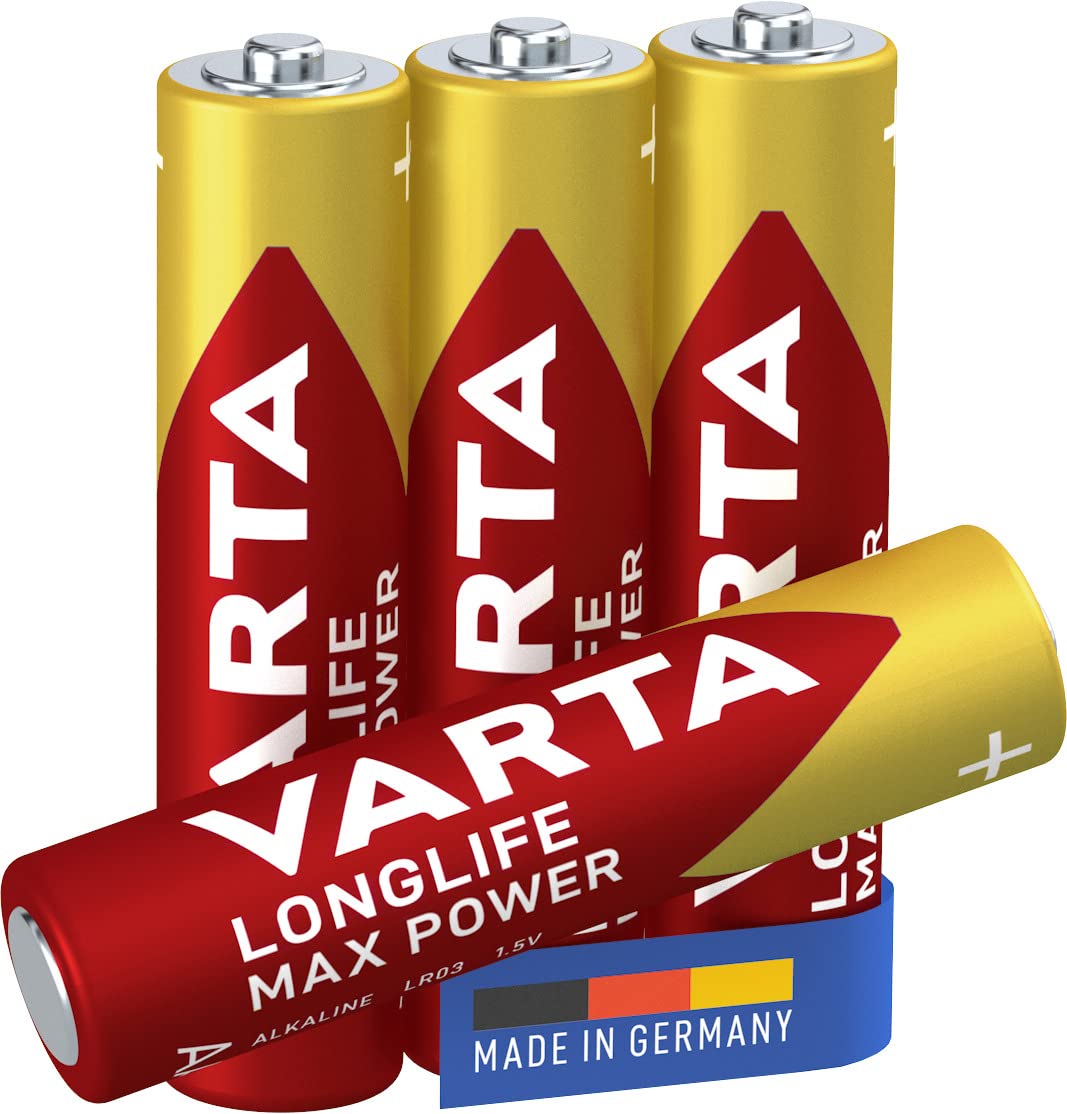 Varta Longlife Max Power AAA Alkaline Batteries LR03 - Pack of 4 - Packaging May Vary