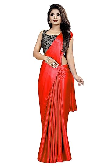 TDC Games Silk with Blouse Piece Saree (MADHURI RED One Size)