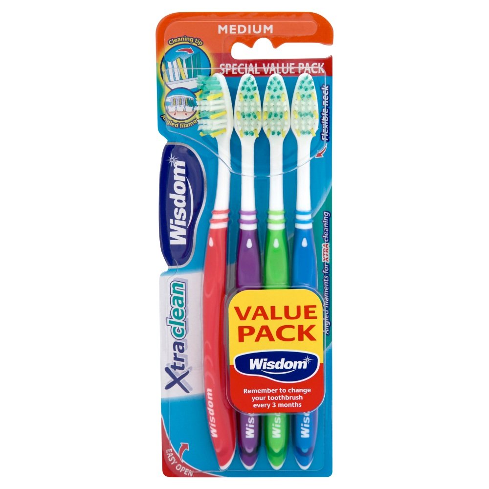Wisdom Extra Clean Firm Toothbrush, 4 toothbrushes