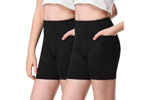 ANIVIVO Girls' 4" Volleyball Biker Dance Shorts Youth Spandex Yoga Shorts Kids Athletic Running Compression Shorts
