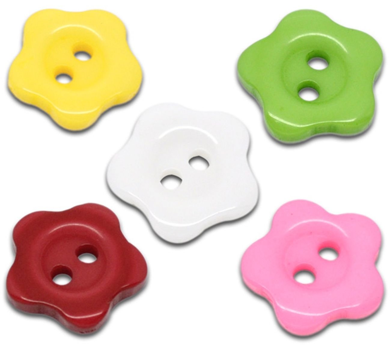 200 x Mixed Colour Flower Shape 12mm Resin Sewing Buttons for Clothes Knitting, Card Crafts, Embellishments