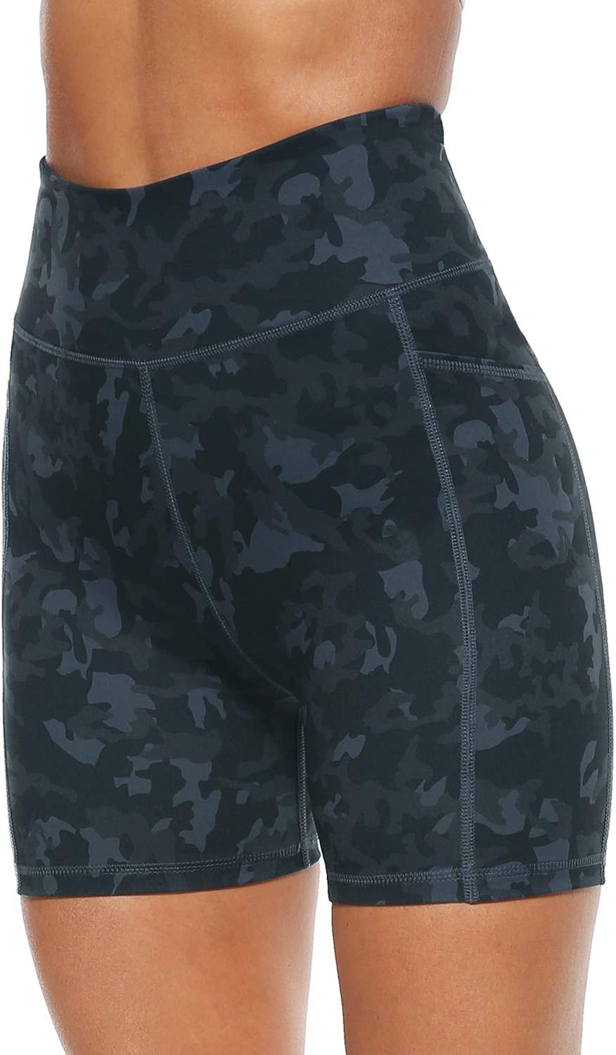 AFITNE Women’s High Waist Yoga Shorts with Pockets, Tummy Control Non See -Through Athletic Workout Running Shorts: Clothing