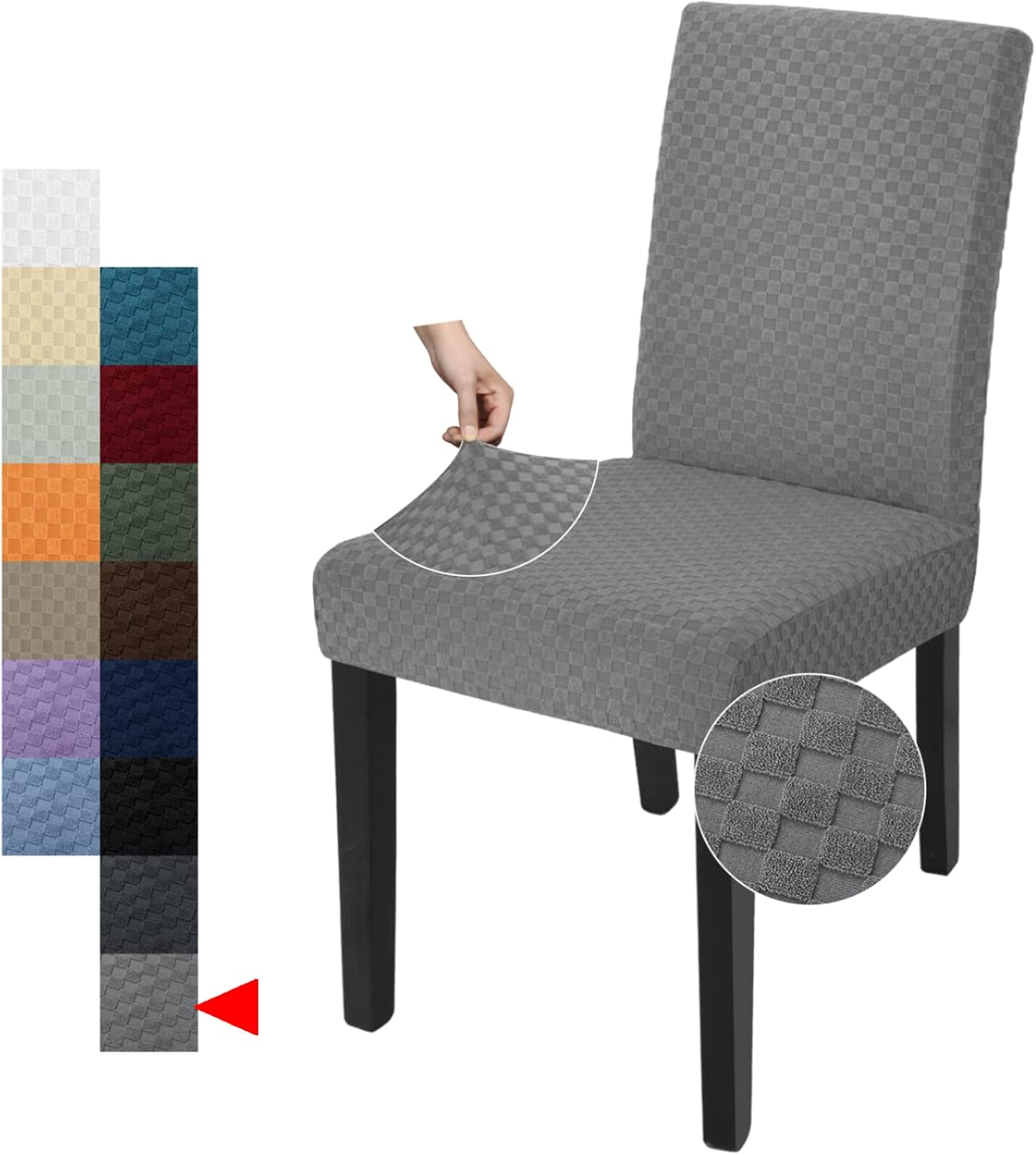 Slipcovers - YEMYHOM 4 Packs Latest Checkered Dining Chair Slipcover Parsons Chair Furniture Protector Stretch Chair Covers for Dining Room, Restaurant, Kitchen, Party (Light Gray)