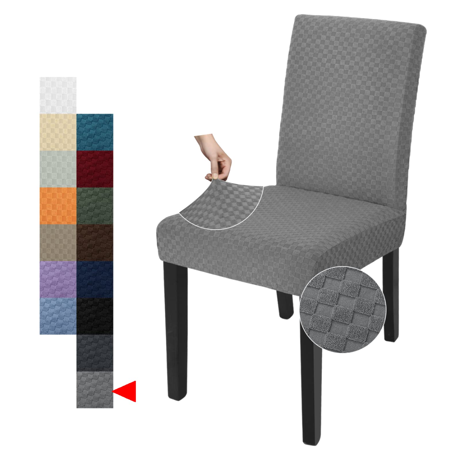 Photo 1 of YEMYHOM 2 Packs Latest Checkered Dining Chair Slipcover Parsons Chair Furniture Protector Stretch Chair Covers for Dining Room, Restaurant, Kitchen, Party (Light Gray)