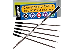 Jaymo Replacement for Cross 8513 - Measures 4.563 in / 116 mm Long - Ballpoint Pen Refill - 6 Black
