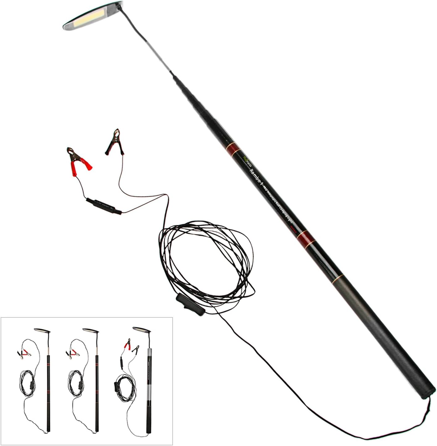 Telescopic Rod Camping Lantern, Hugmania PRO Ultra Bright LED Light Lamp for Road Trip Self-drive Travel, Desert/ Prairie/ Seaside Beach Camp, Patio BBQ Grill Party, Fishing, Emergency Outages
