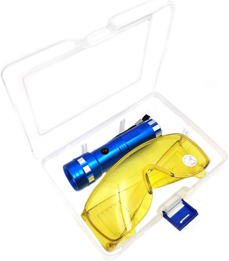 Nikauto Auto Air Conditioner Flashlight Leak Detector Tool Car AC Leak Test Flashlight UV Protective Glasses: Automotive