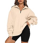 Trendy Queen Women's Oversized Half Zip Fleece Sweatshirts-Cozy Pullover, Drop Shoulder for Fall Winter