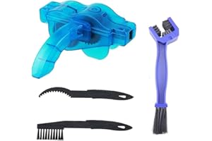 Bike & Motorcycle Chain Cleaning Brush - Bicycle Gear Chain Cleaner Maintenance Tools Kit, 4 Tools (Blue with Scrubber)