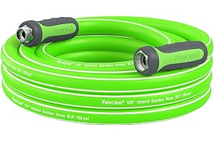 Fevone Garden Hose 12 ft, Heavy Duty Water Hose, Hybrid Polymer, Kink Resistance, Lightweight, Flexibility, Durability, Leak Free, Aluminum Fittings, 3/4" GHT, 5/8" ID, 600 PSI, Drinking Water Safe