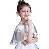 White Lace Cape Floral Bolero Cardigan Shrug Cover Up Jacket for Girls Kids Toddler Child