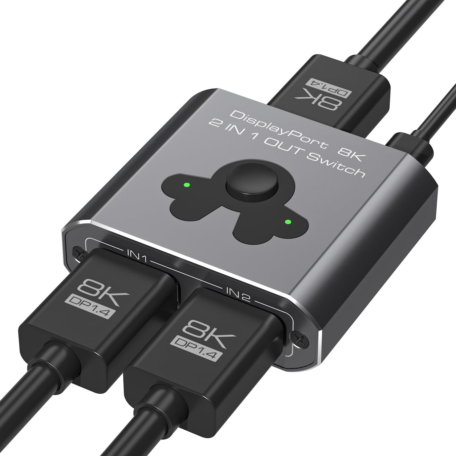PVBCTCSID 8K DisplayPort Switch 2 In 1 Out 4K144Hz DP 1.4 Switcher for Monitors TVs PCs Laptops Projectors etc(Unidirectional)