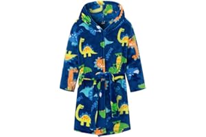DNggAND Boys Girls Bathrobes,Toddler Boy Girl Robes,Children's Plush Soft Coral Fleece Hooded Pajamas Sleepwear for Kids